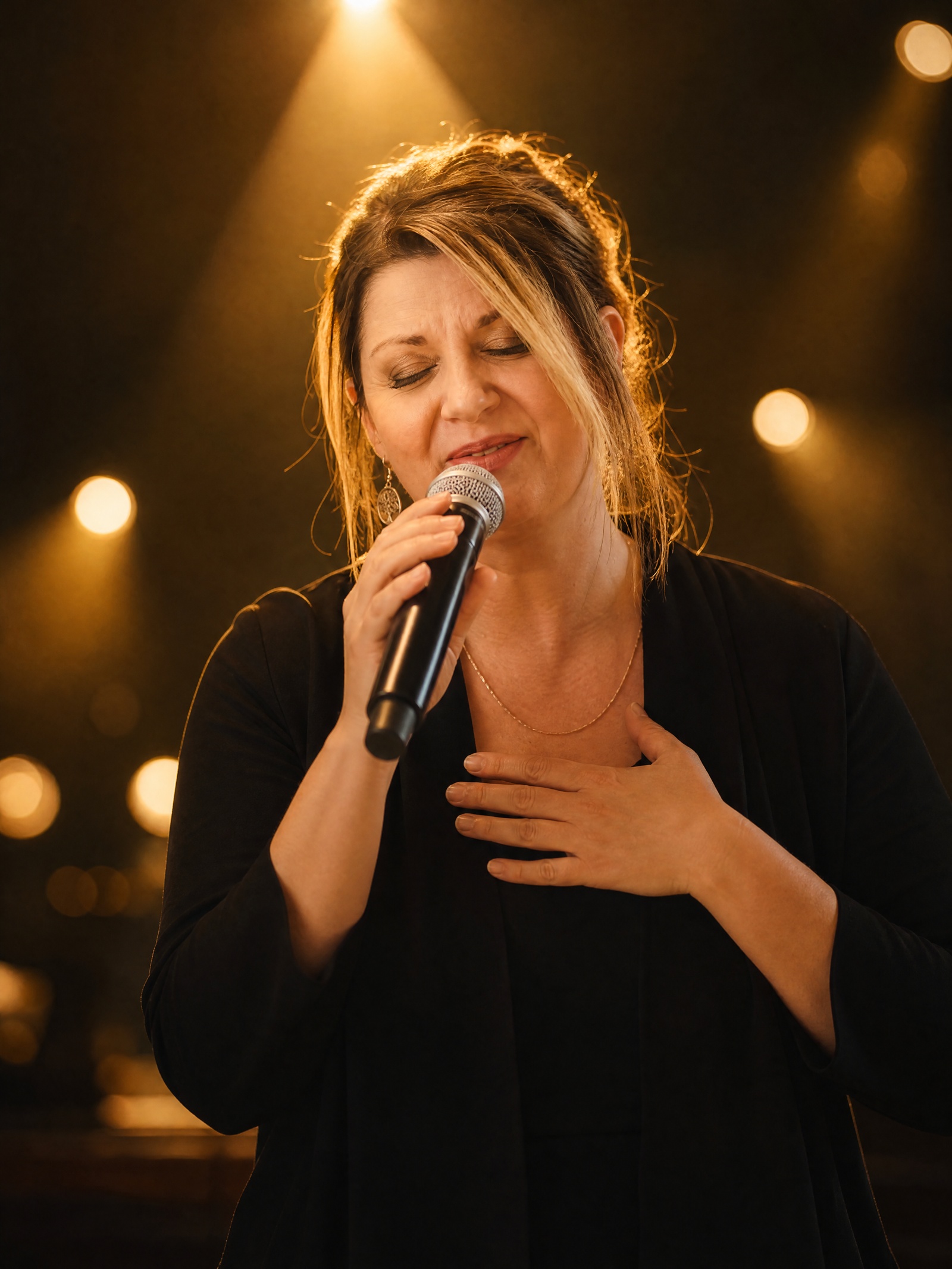 Gabriela Mihai cântând pe scenă